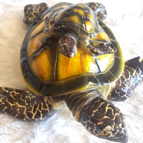 Vintage Ceramic Mother And Baby Sea Turtle Trinket - Picture 7 of 13